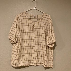 Cute Beige Keyhole Blouse